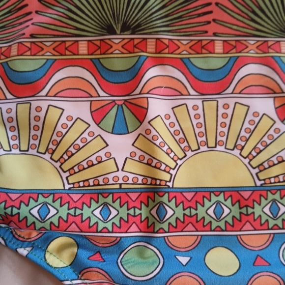 Modcloth High Dive Colorful High-Waist Bikini Bottoms Tropical XL - Picture 4 of 9